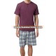 Men's Jersey T-Shirt And Woven Cotton Checked Shorts Pajama Short Set